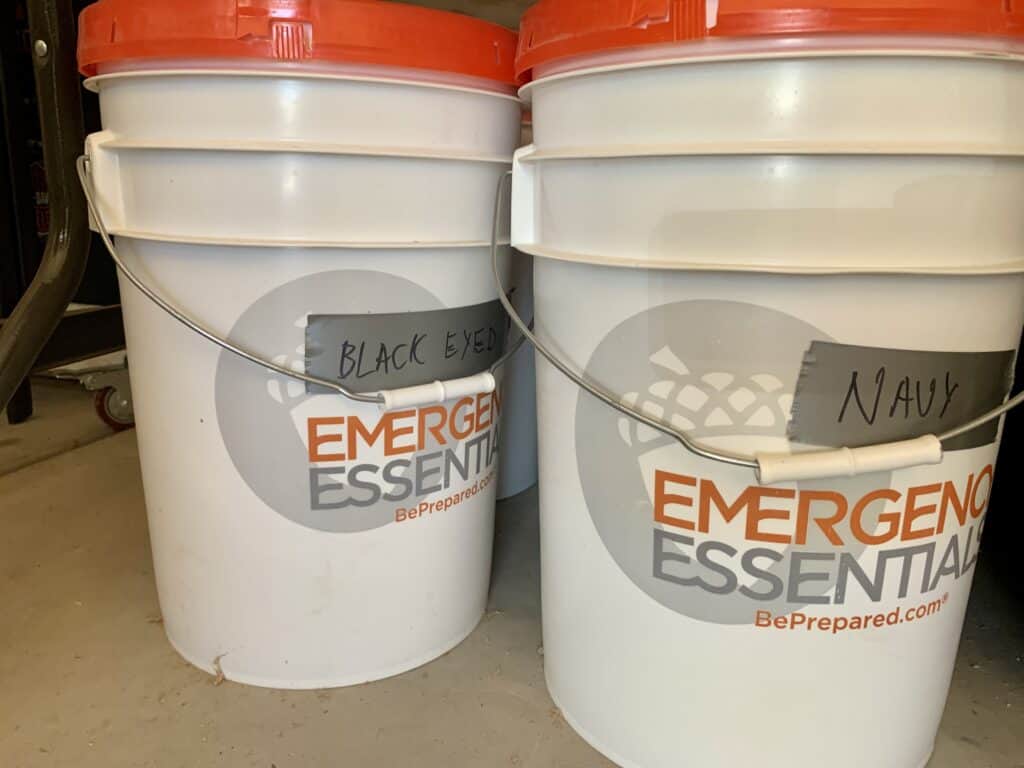 storing beans in buckets